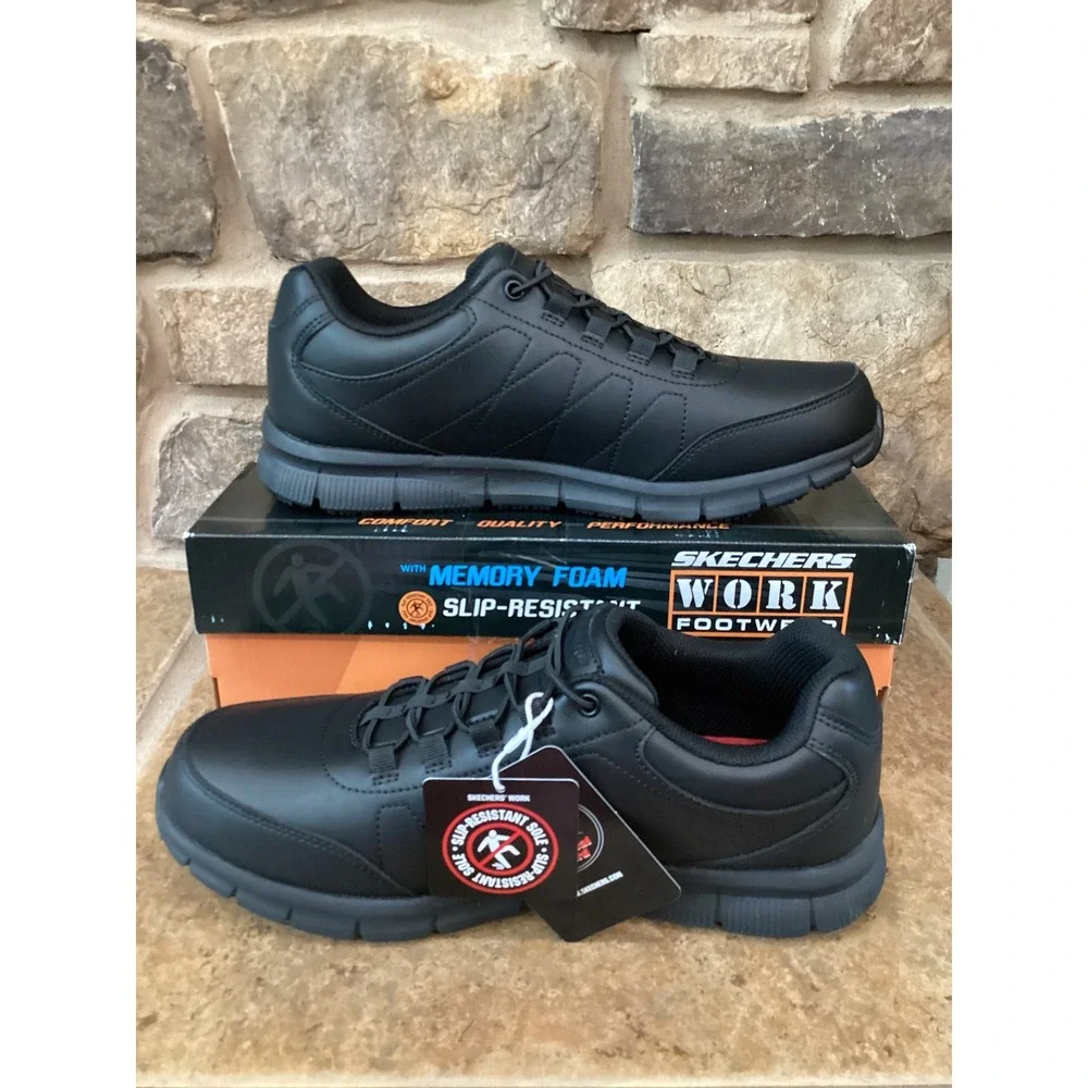Skechers Work Nampa Osil Mens Size 10.5 WIDE Black Slip Resistant New